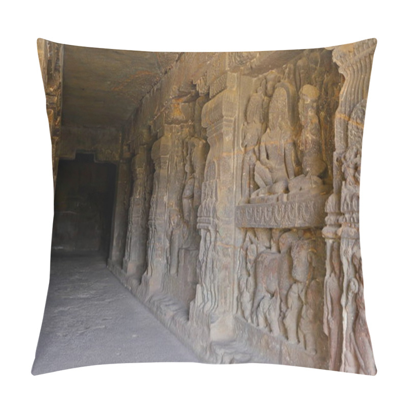 Personality  Temple Of Ellora Caves, The Rock-cut Temples, AURANGABAD, MAHARASHTRA In Central India  Pillow Covers