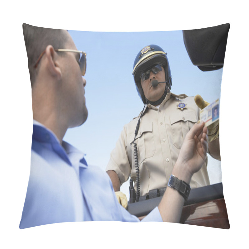 Personality  Man Handing Licence To Police Officer Pillow Covers