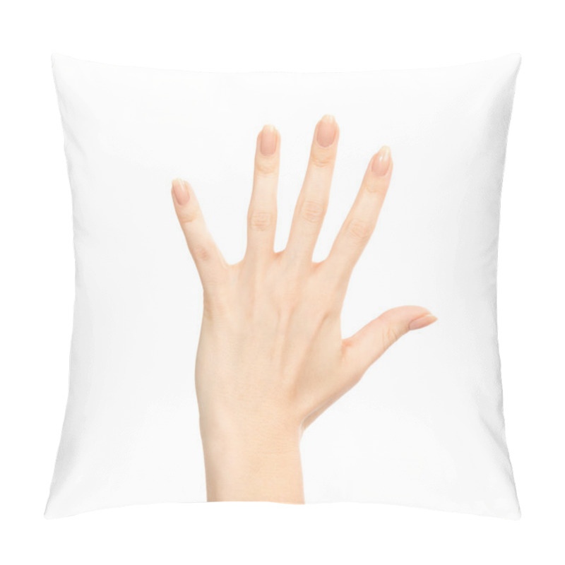 Personality  Manicured Female Hand Gesture Number Five Fingers Up Pillow Covers