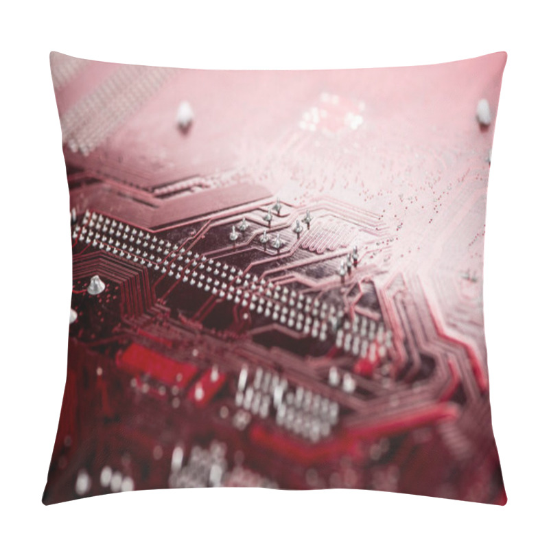 Personality  Typical Desktop Computer Motherboard Close-up View Pillow Covers