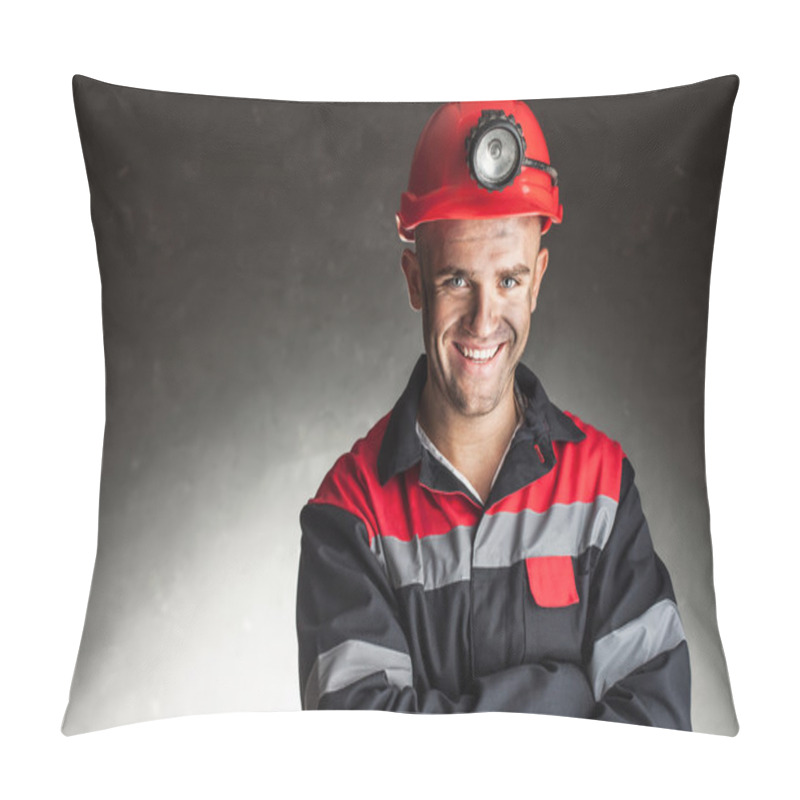 Personality  Portrait Of Happy Smiling Coal Miner Pillow Covers