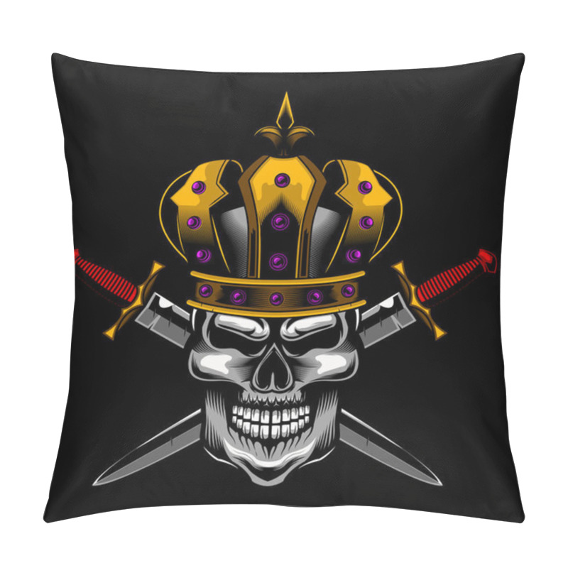 Personality  Skull King Vector Illustration Art Pillow Covers