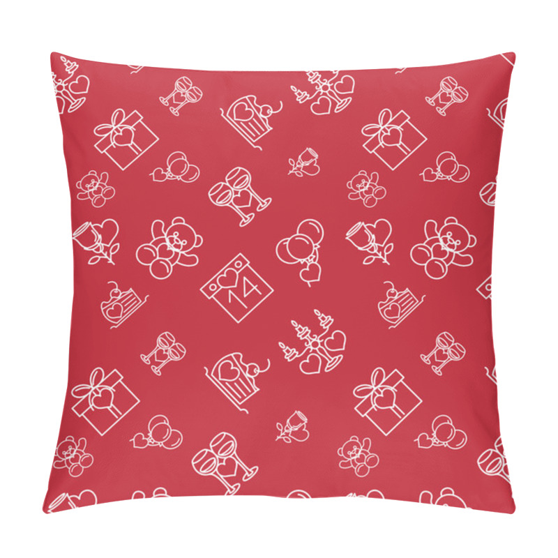 Personality  Valentines Seamless Pattern Line Icons Dark Background Pillow Covers