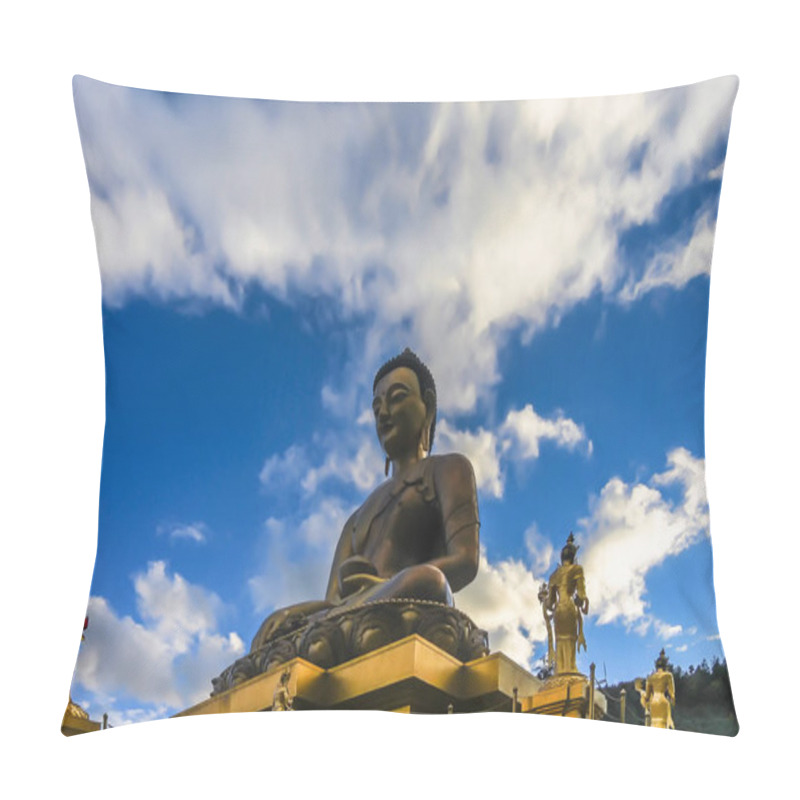 Personality  Bottom Up View Of The Gilded Gold Buddha Dordenma In East Thimphu, Bhutan Pillow Covers