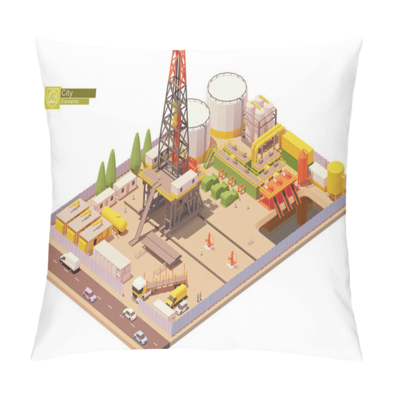 Personality  Vector Isometric Oil And Gas Land Drilling Rig Pillow Covers