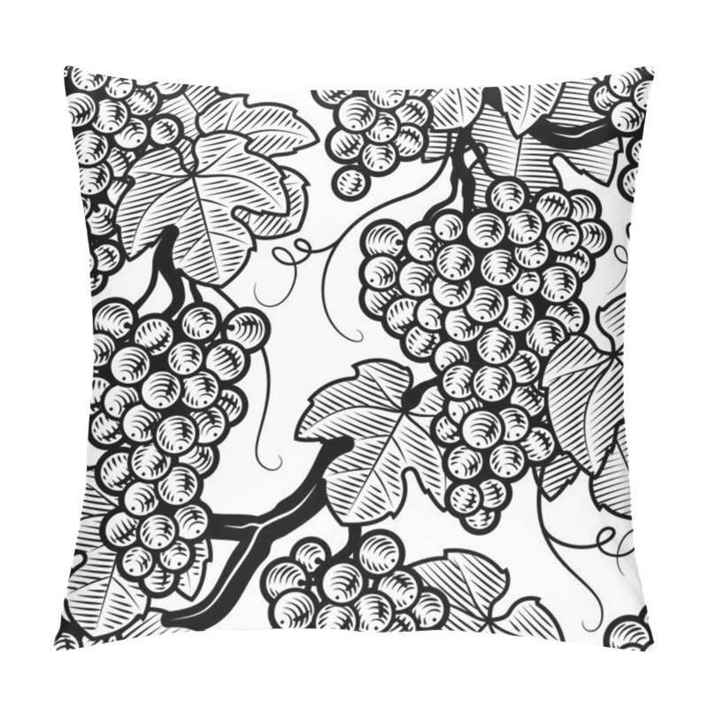 Personality  Seamless Grape Background Black And White Pillow Covers