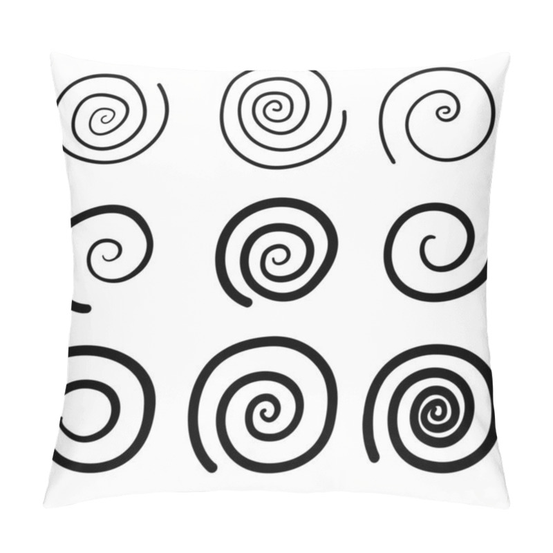 Personality  Collection Of Spiral Illustration Set.with Doodle Handrawn Style Vector Pillow Covers