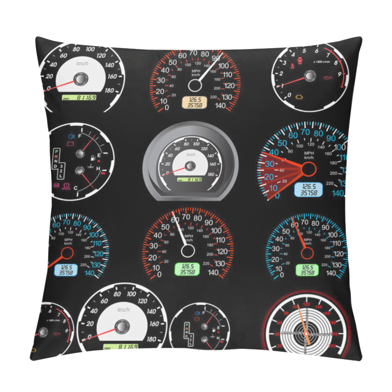 Personality  Set Of Car Speedometers For Racing Design. Pillow Covers