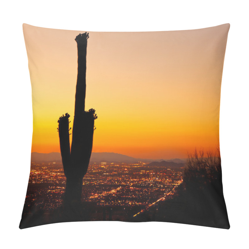 Personality  Sunset On Phoenix With Saguaro Cactus Pillow Covers