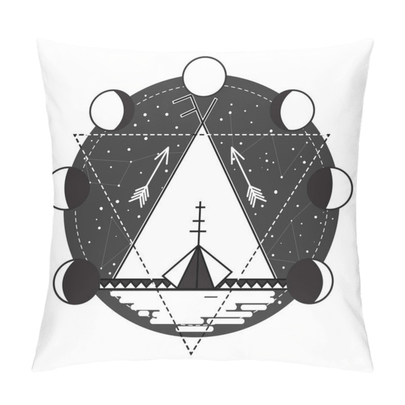 Personality  Wigwam Abstract Tattoo Design Vector Pillow Covers