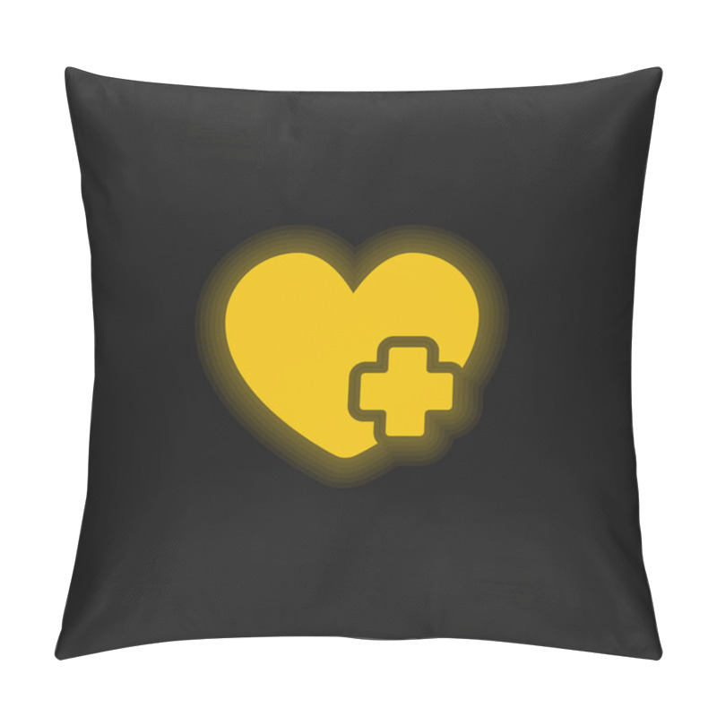 Personality  Add Heart Yellow Glowing Neon Icon Pillow Covers