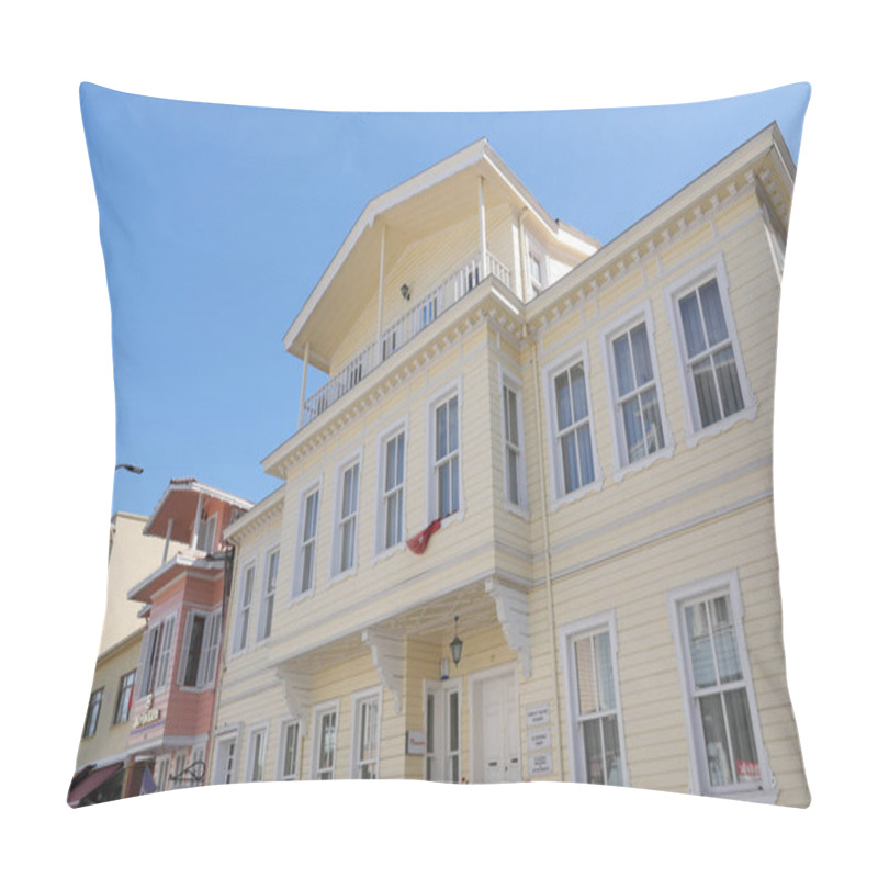 Personality  Charming Old House Features Decorative Balcony In Sunny Location. Pillow Covers