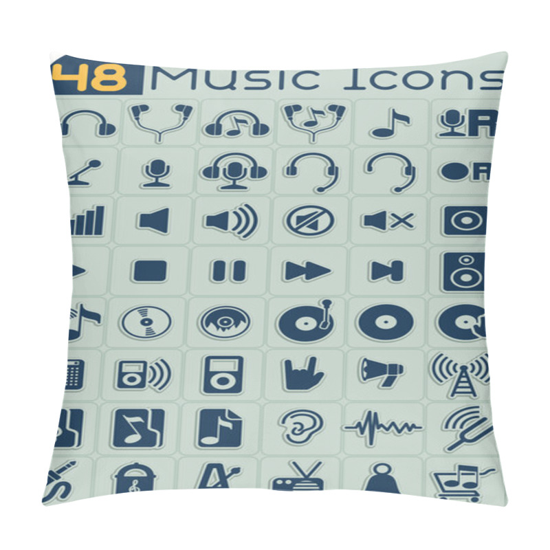 Personality  48 Music Icons Vector Set Pillow Covers