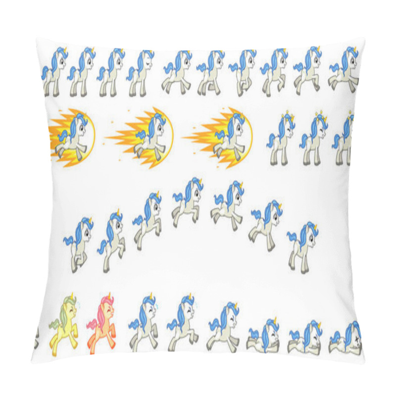 Personality  White Unicorn Game Sprites. Suitable For Side Scrolling, Action, Adventure, And Endless Runner Game. Pillow Covers