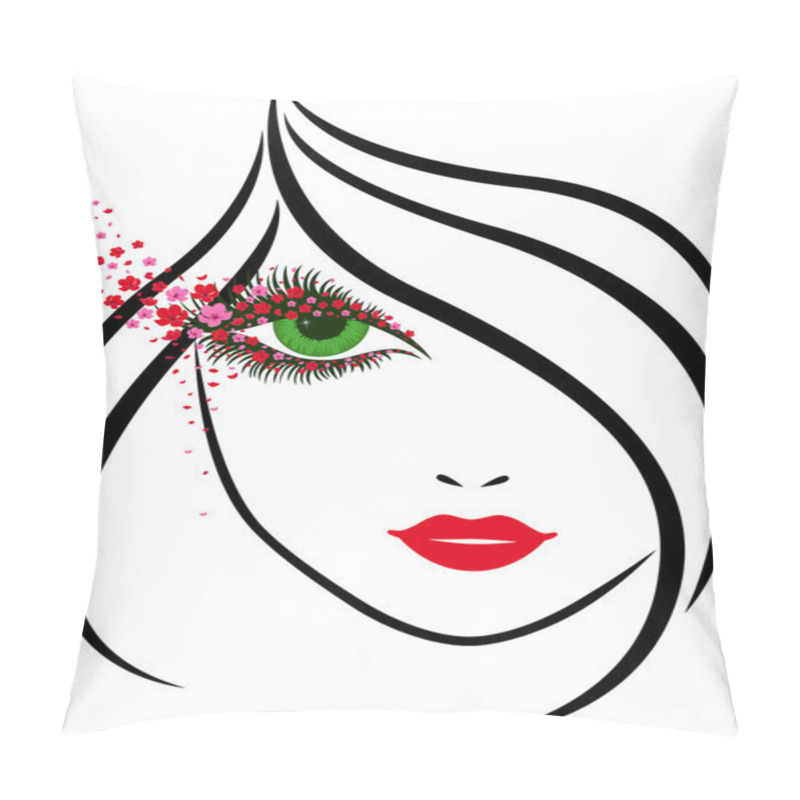 Personality  Beautiful Girl With Charming Floral Eyes Pillow Covers