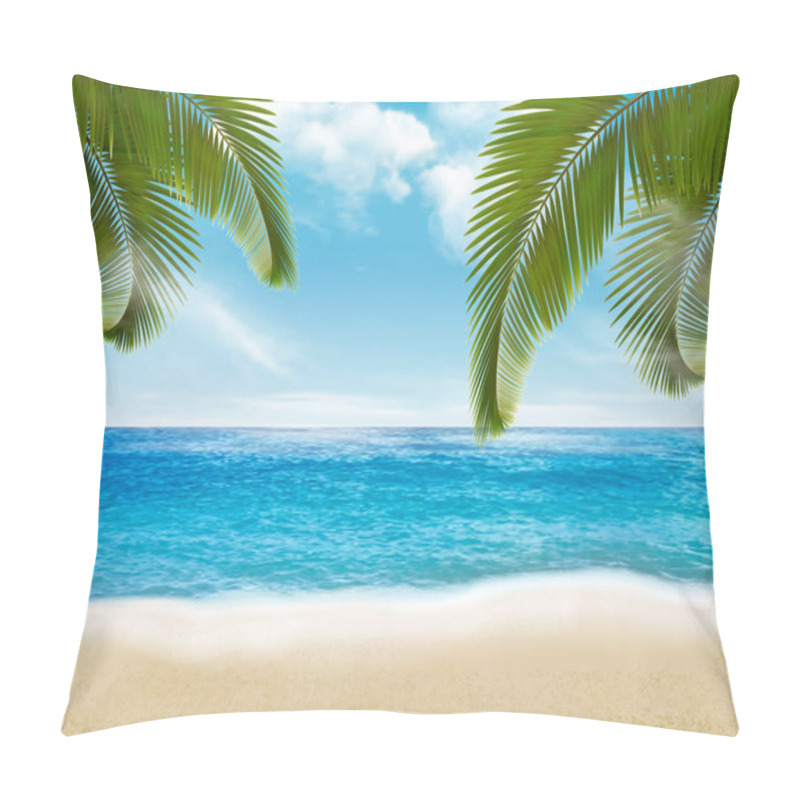 Personality  Palm Leaves On Beach. Vector Illustration.  Pillow Covers