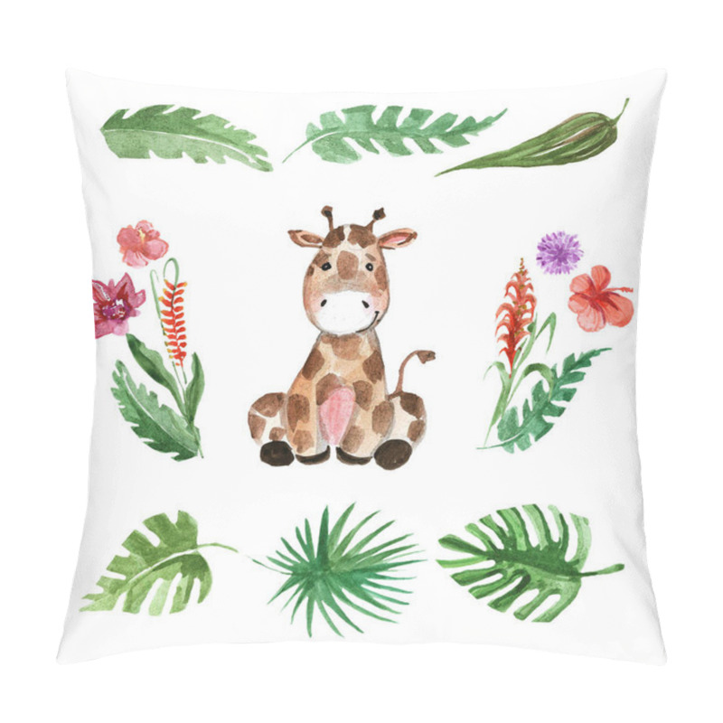 Personality  Cute Baby Giraffe Animal For Kindergarten, Nursery, Children Clothing, Pattern Pillow Covers