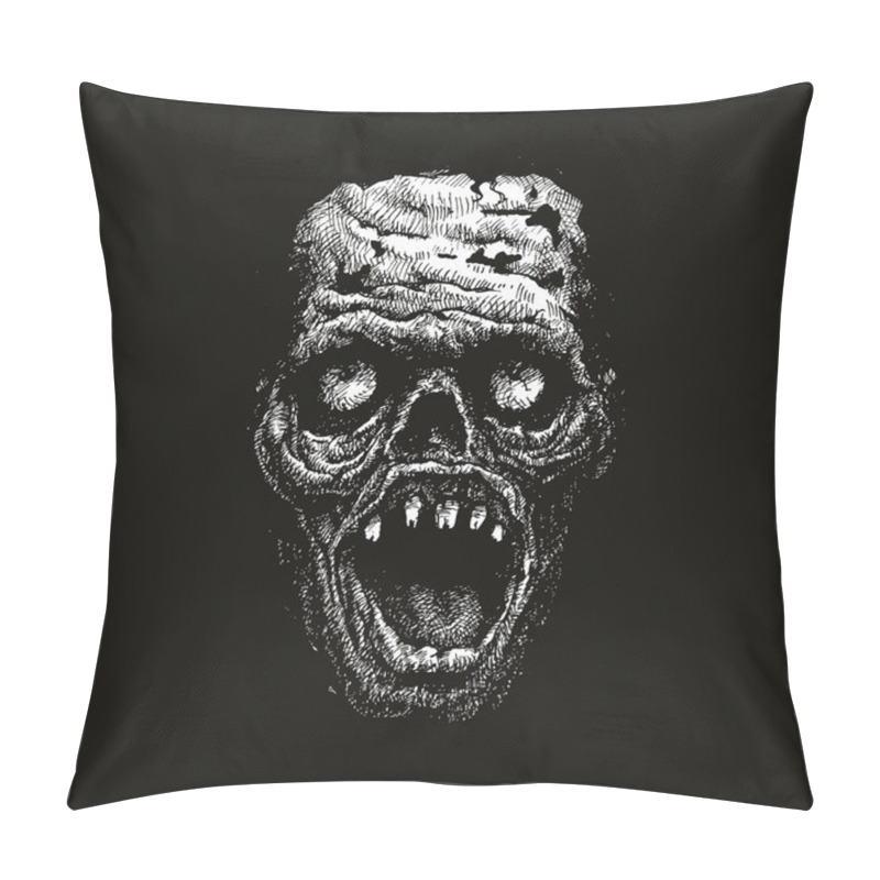 Personality  Zombie Head. Hand Drawn. Vector Eps8 Pillow Covers