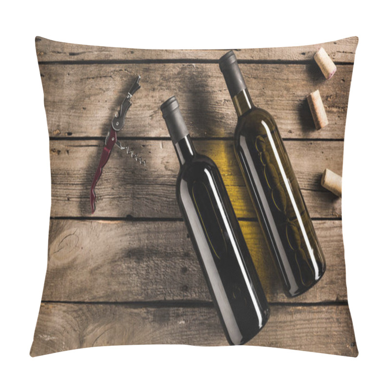 Personality  Bottle Of Red Wine And Corkscrew Pillow Covers