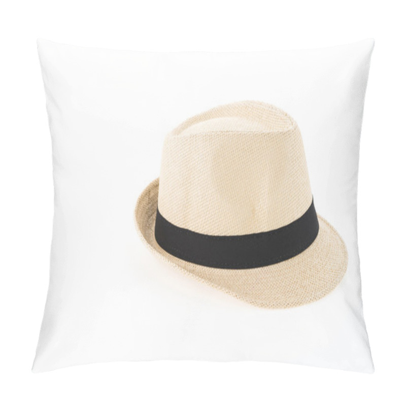 Personality  Straw Hat Isolated On White Background Pillow Covers