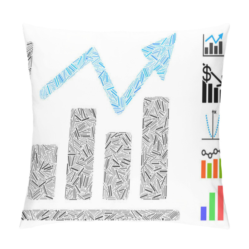 Personality  Dash Mosaic Bar Chart Trend Icon Pillow Covers