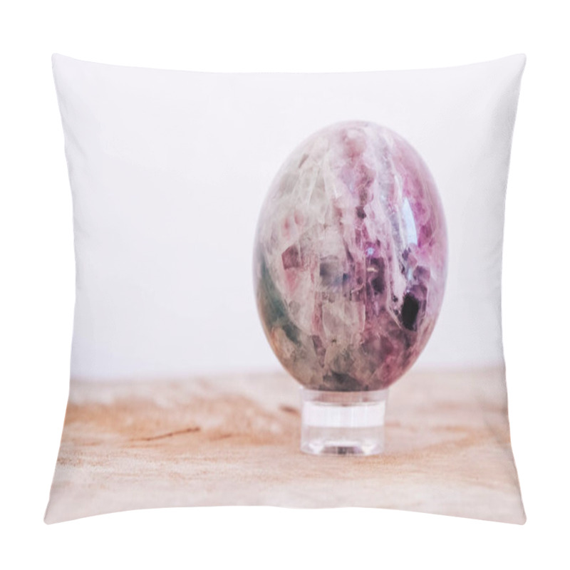 Personality  Crystal In The Form Of Ball On A Wooden Table. Copy, Empty Space For Text. Pillow Covers