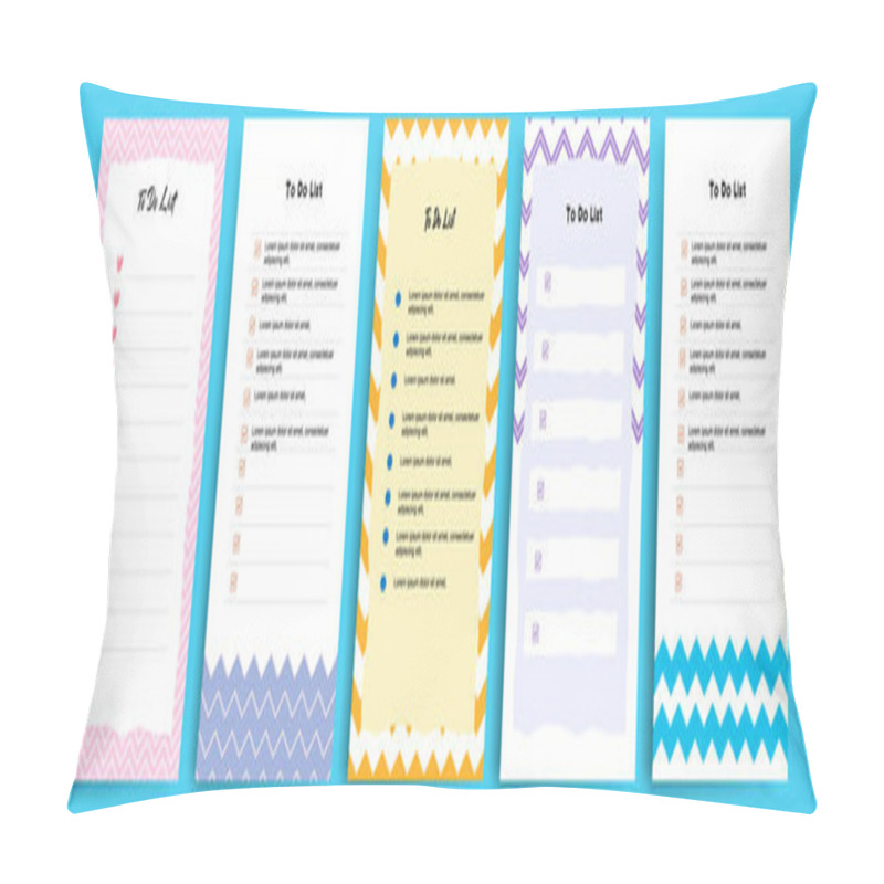 Personality  Set Collection Of To Do Check List Blank Daily Or Weekly Planner. Suitable For Print And Web, Social Media Story Stories Banner, Diary, Notebook Template Layout With File Document Geometric Pattern Pillow Covers