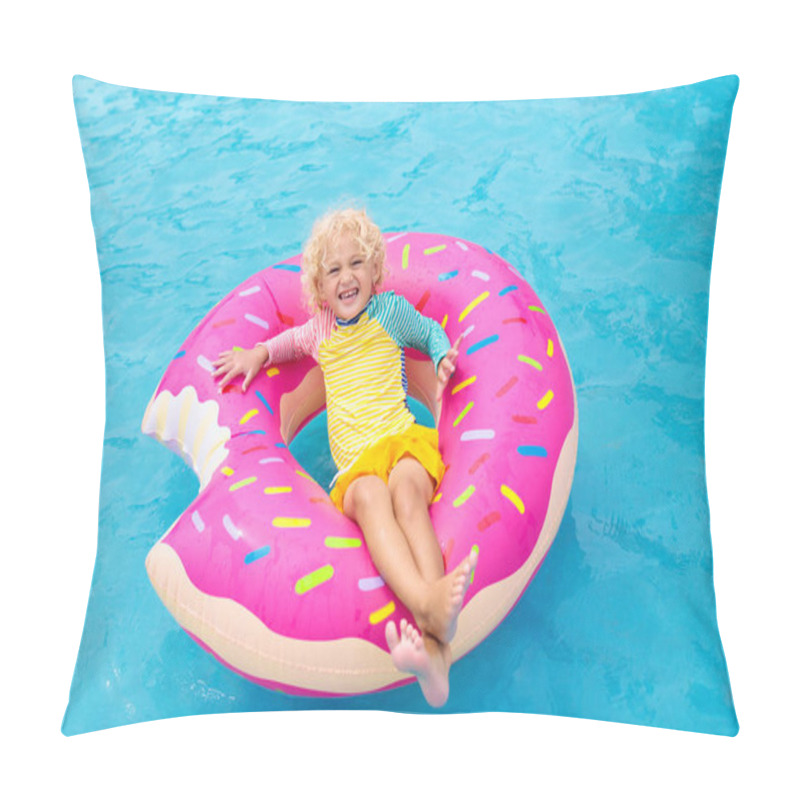 Personality  Child In Swimming Pool On Donut Float Pillow Covers