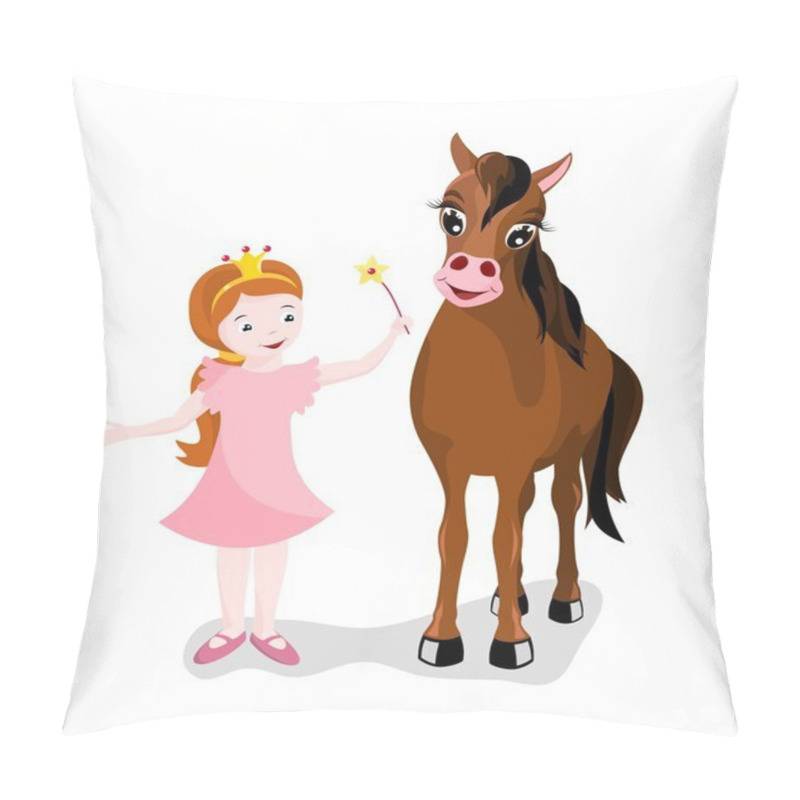 Personality  Little Princess With Her Horse Pillow Covers