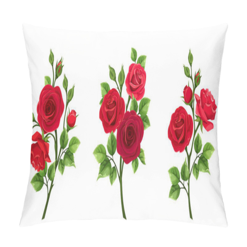 Personality  Vector Set Of Branches Of Red Roses Isolated On A White Background. Pillow Covers