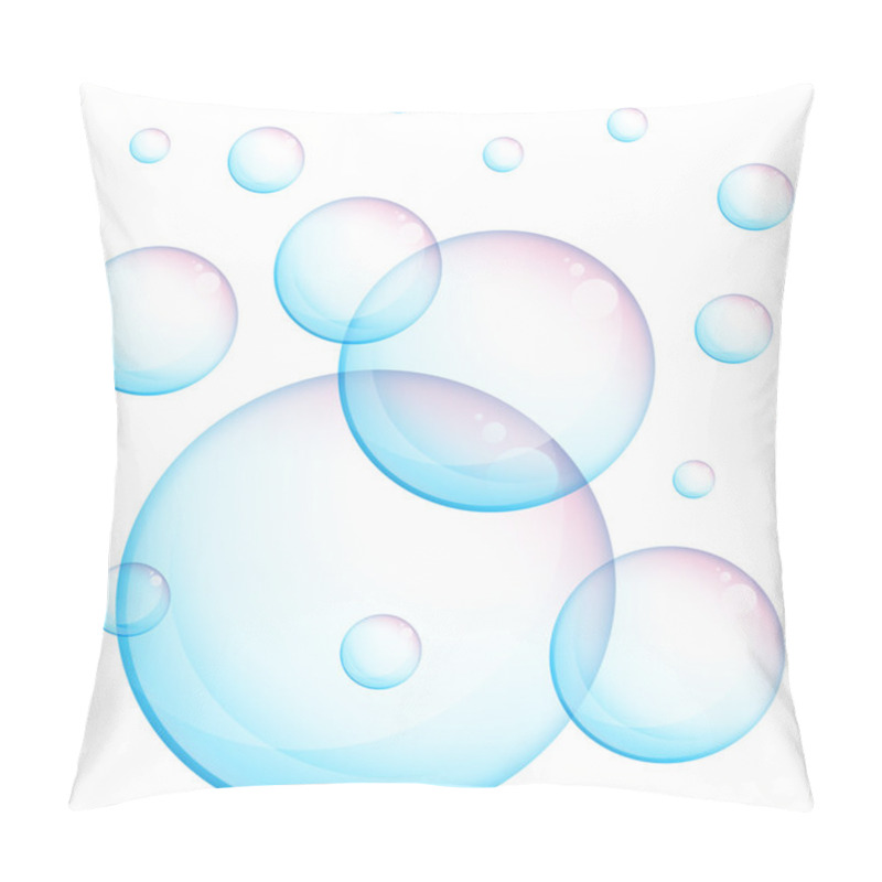 Personality  Realistic Soap Bubbles With Rainbow Reflection Set Isolated Vector Illustration Pillow Covers