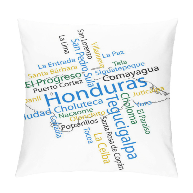 Personality  Honduras Map And Cities Pillow Covers