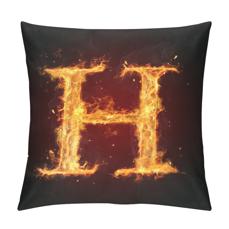 Personality  Fire Letter On Black Background Pillow Covers