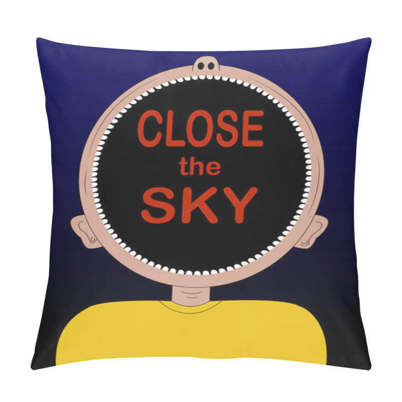 Personality  Illustration Of Kid With Open Mouth Screaming Close The Sky  Pillow Covers