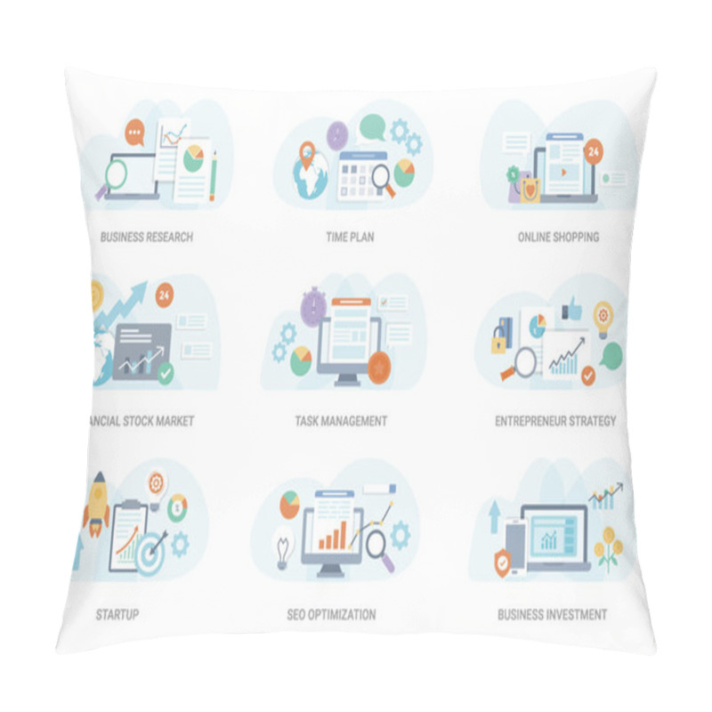 Personality  This Flat Concept Illustration Pack Consisting Of Wide Range Of Business And Finance Vectors. This Set Can Be Used In Graphic Designing And Other Related Projects, Hold This Pack. Pillow Covers