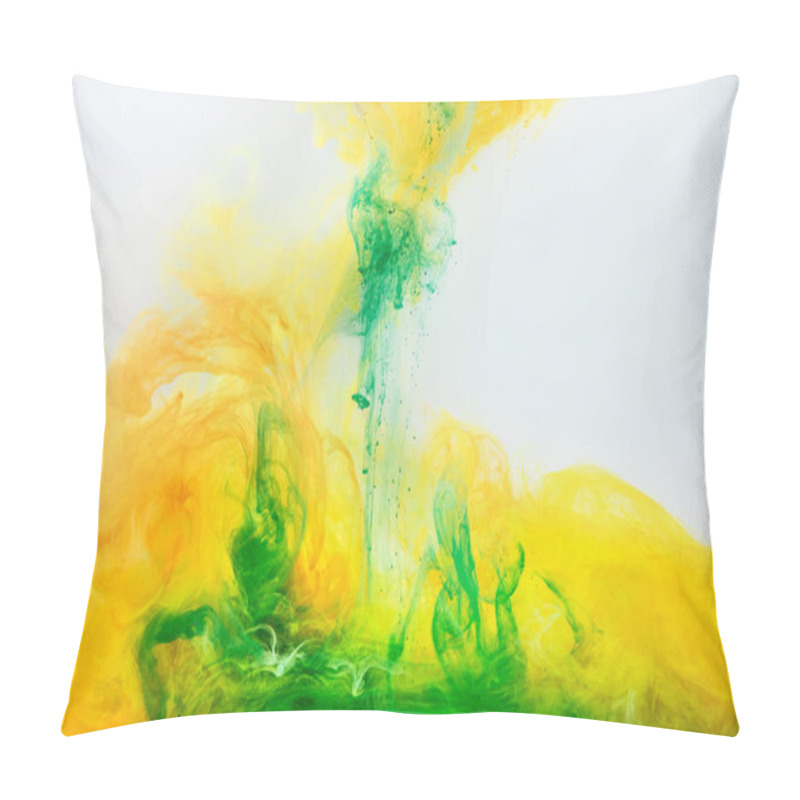 Personality  Abstract Texture With Green And Yellow Paint Flowing In Water Pillow Covers