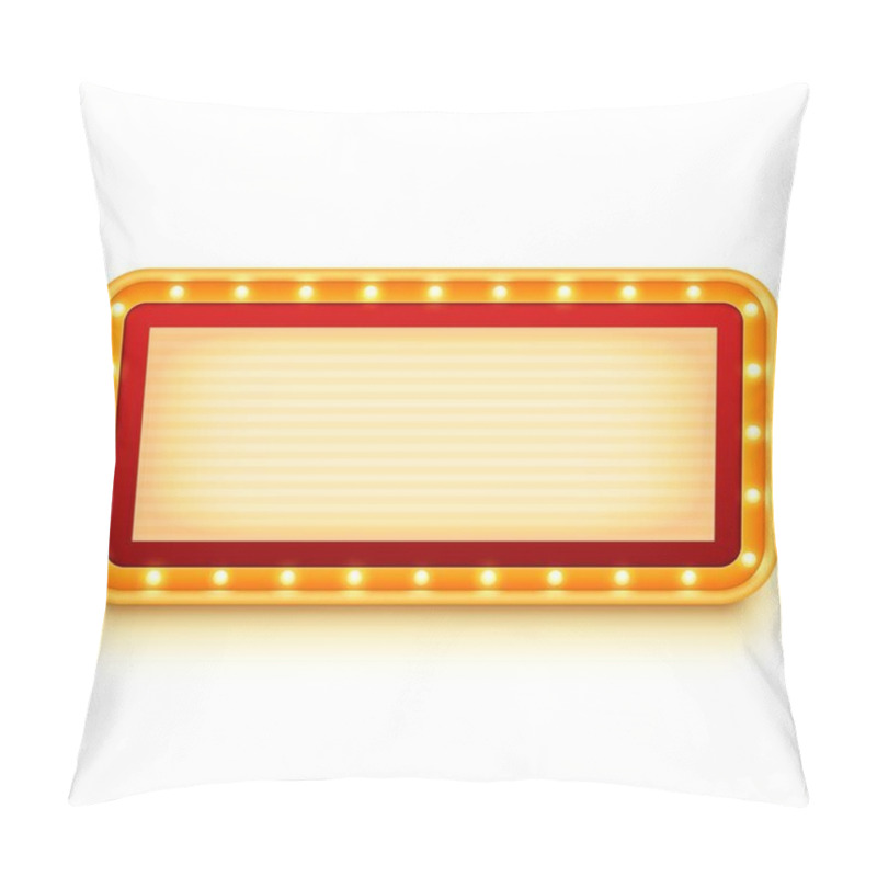 Personality  Vintage Lightbox With Glowing Bulbs. Wall Light Sign With Marquee Lights. Retro Frame With Light Bulbs. Vector Illustration. Pillow Covers