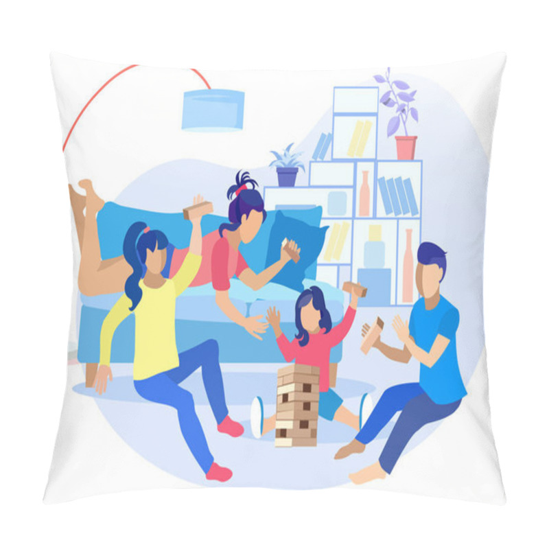 Personality  Teenagers And Kid Playing Jenga Puzzle Risk Game Pillow Covers