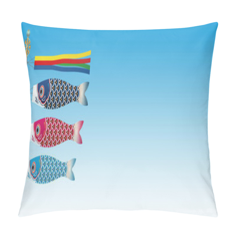 Personality  Vector Illustration With Carp Streamers For The Japanese Kodomo No Hi, The Boys Festival.  Pillow Covers