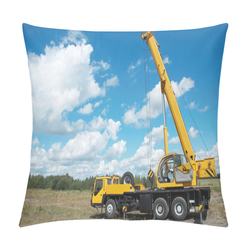 Personality  Mobile Crane With Risen Boom Outdoors Pillow Covers