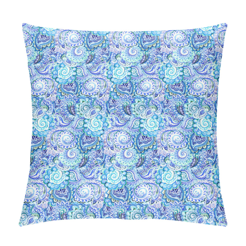 Personality  Seamless Ornamental Pattern In Blue Winter Traditional Style Pillow Covers