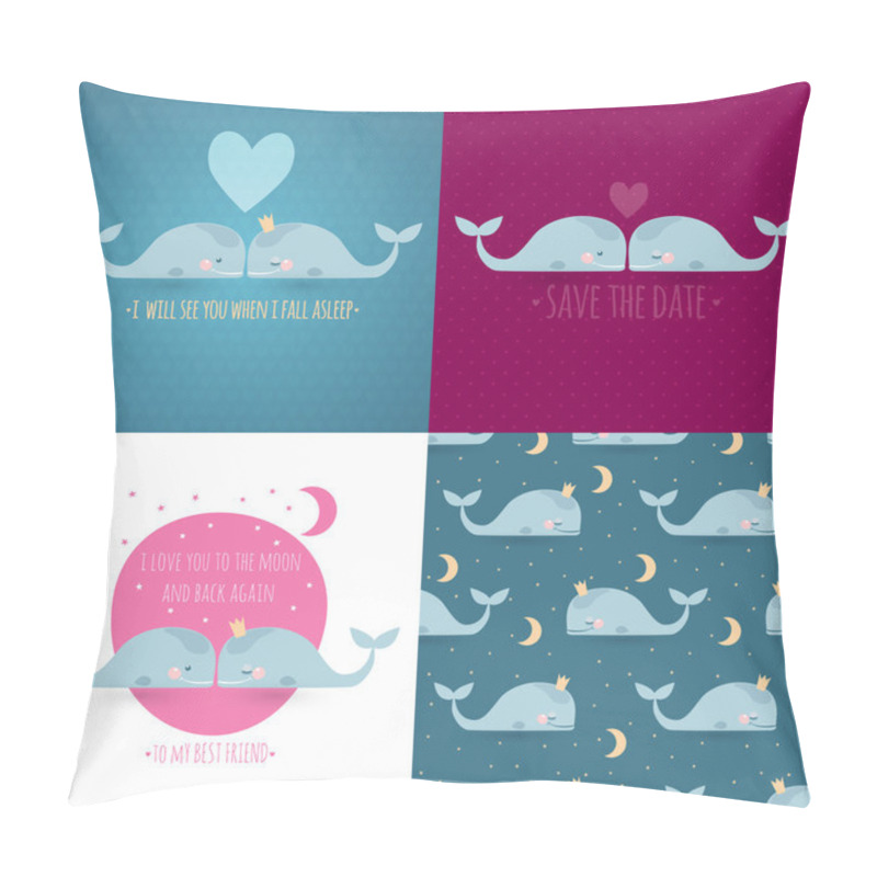 Personality  Romantic Greeting Cards With Whales Pillow Covers