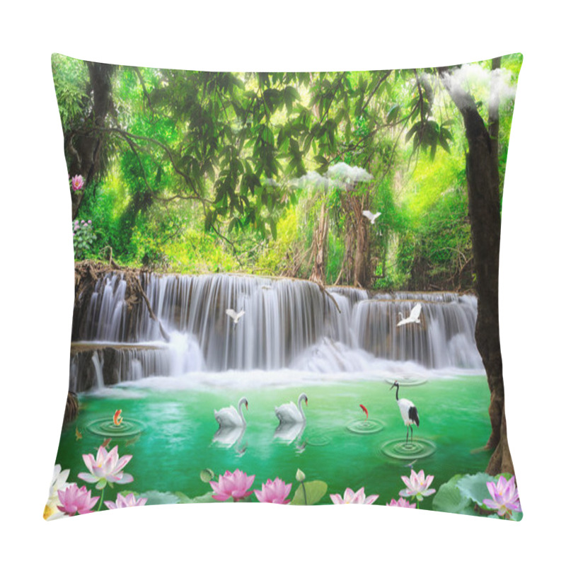 Personality  3d Flower , Butterfly Sky And Flower Home Brick Wall Background Pillow Covers