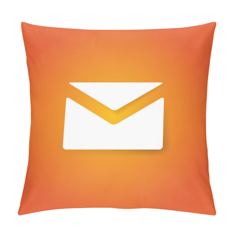 Personality  White Envelope On Orange Background. Mail Icon. Vector Illustration. Pillow Covers