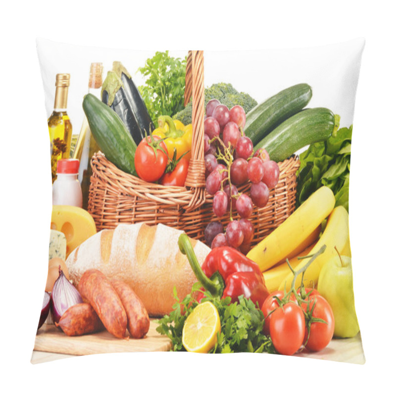 Personality  Assorted Grocery Products Isolated On White Pillow Covers