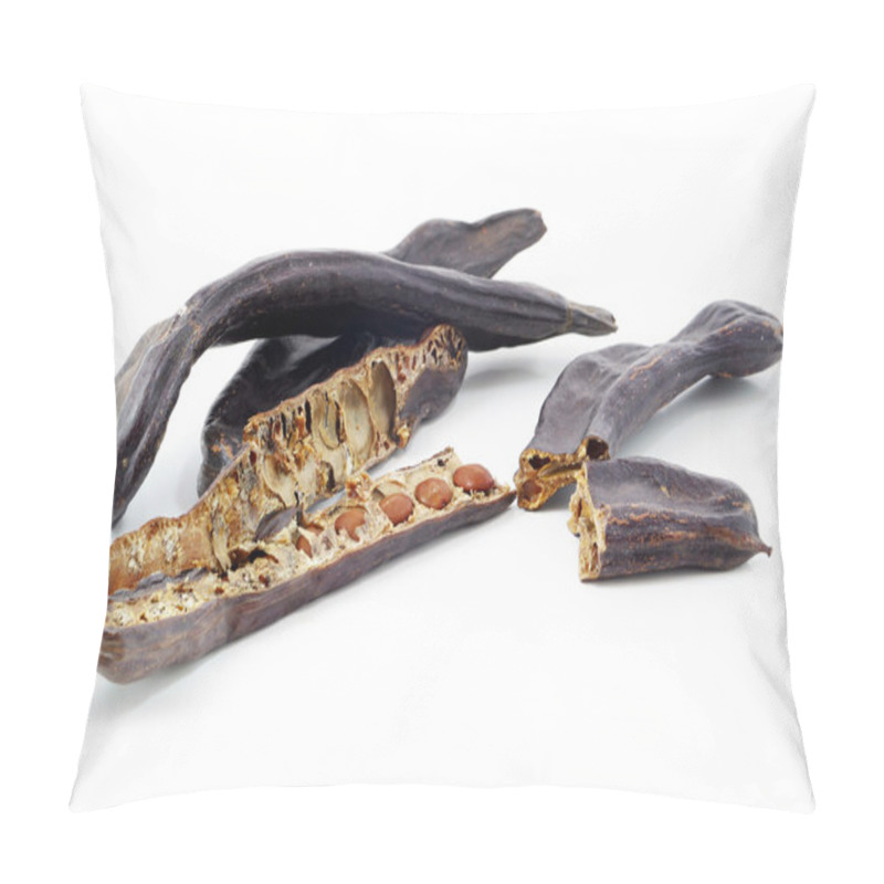 Personality  Group Of Carob Pods Or St. John's Bread With Seeds, Isolated On  Pillow Covers