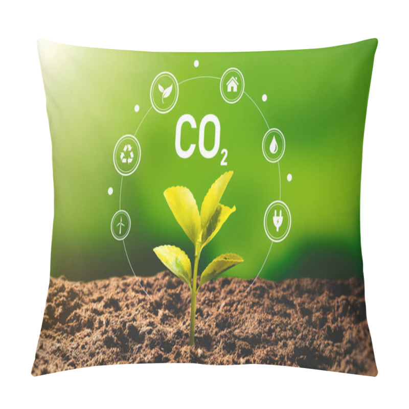 Personality  Carbon Dioxide, CO2 Emissions, Carbon Footprint Concept Pillow Covers