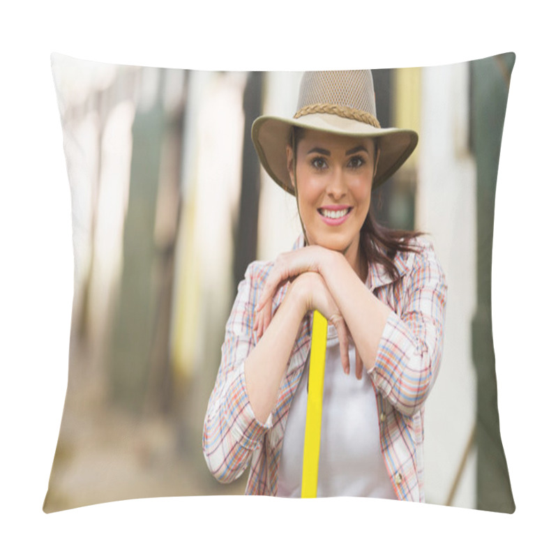 Personality  Female Horse Farm Worker Inside Stables Pillow Covers