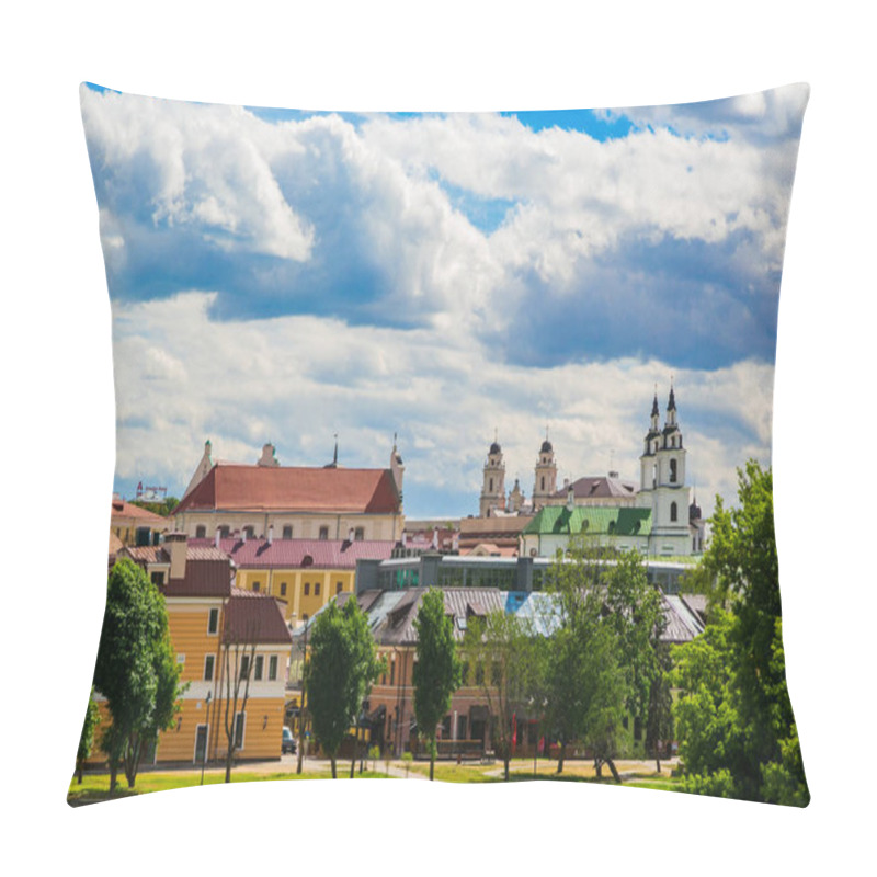 Personality  Minsk Belarus - 06-05-2018, Panorama Of The Old Architecture Upper Town, Historical Center Of Minsk, Editorial Pillow Covers