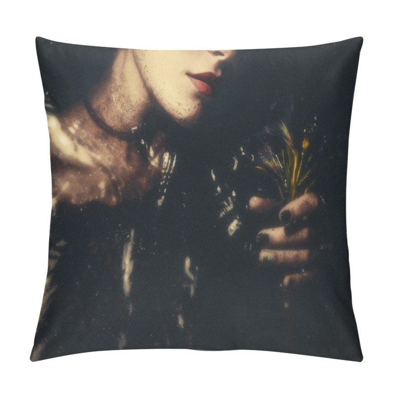 Personality  Woman Under The Water With Flowers Pillow Covers